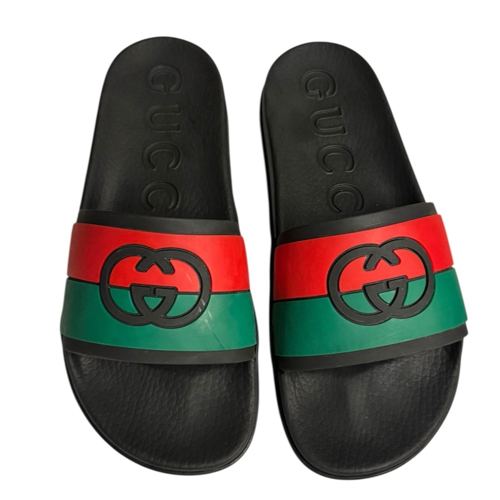 Gucci Signature Stripe Slide Sandals - Size 8